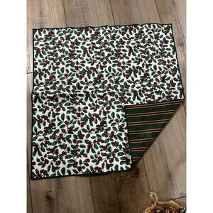 Longaberger‎ Basket Cracker Brick Cover 21" Fabric square Christmas Holly Stripe
